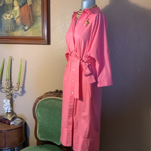Natori Cotton/Spandex Button Down Pink Dress.  Sz S - Picture 1 of 7